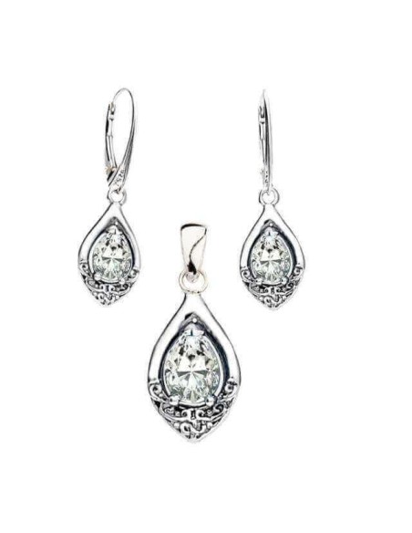 Silver oxidized earrings with white zircon K 2030 white
