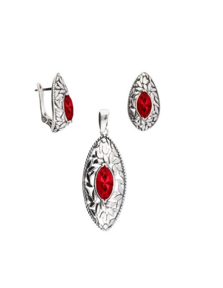 Silver oxidized earrings Swarovski Crystal K3 1937