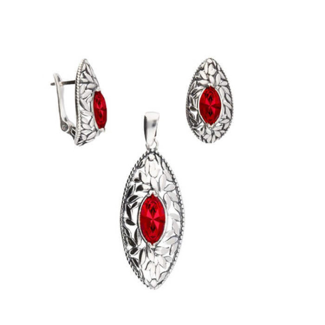 Oxidized silver pendant Swarovski Crystal W 1937