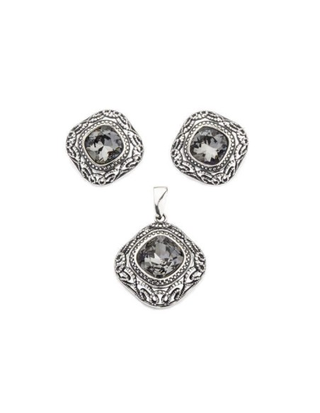Swarovski K3 1814 oxidized silver earrings