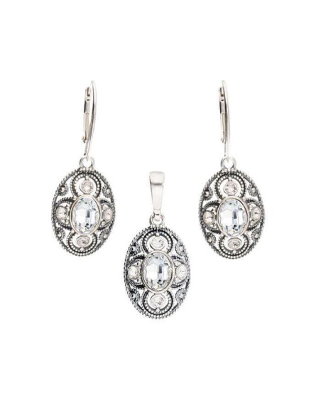 Kolczyki srebrne oksydowane Swarovski K 1822|Polcaratdesign.pl Biżuteria