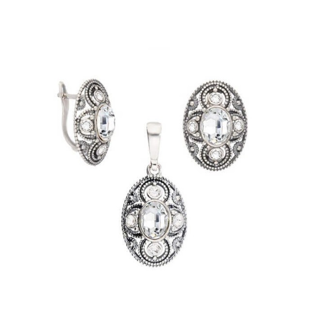Swarovski K3 1822 oxidized silver earrings