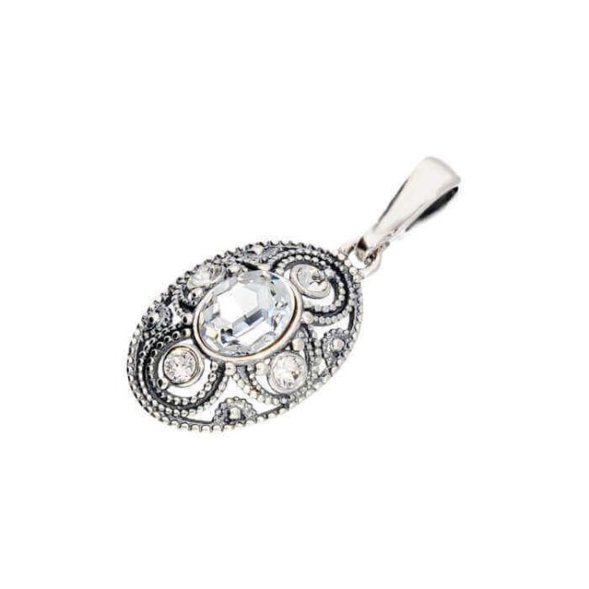 Srebrny oksydowany wisiorek Swarovski W 1822|Polcaratdesign.pl Biżuteria