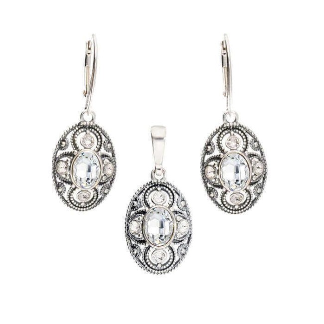 Silver oxidized pendant Swarovski W 1822