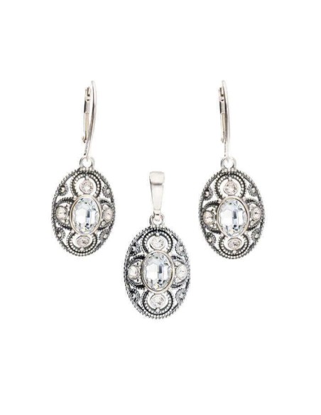 Silver oxidized pendant Swarovski W 1822