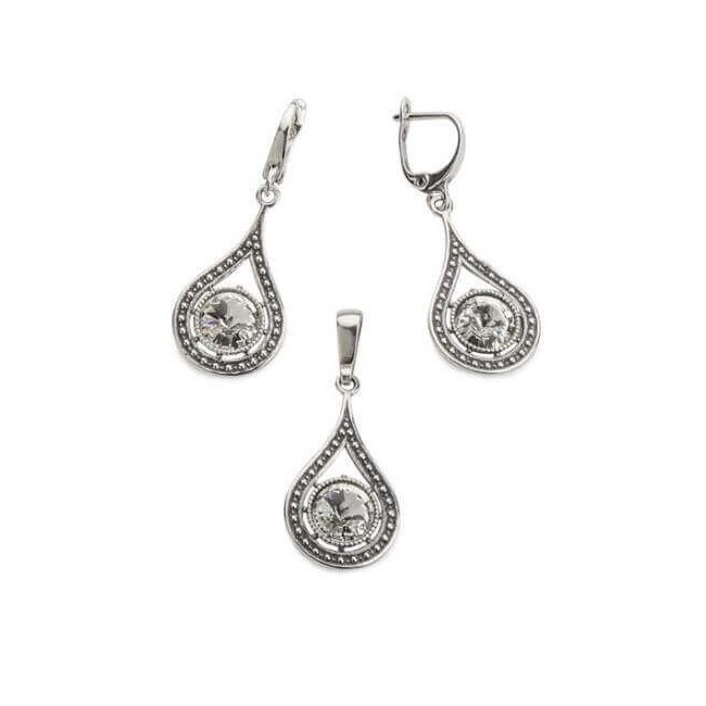 Swarovski K 1827 oxidized silver earrings