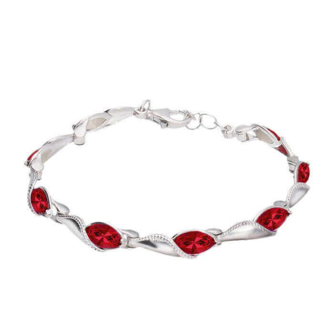 Red stone bracelet - swarovski and silver L 1902