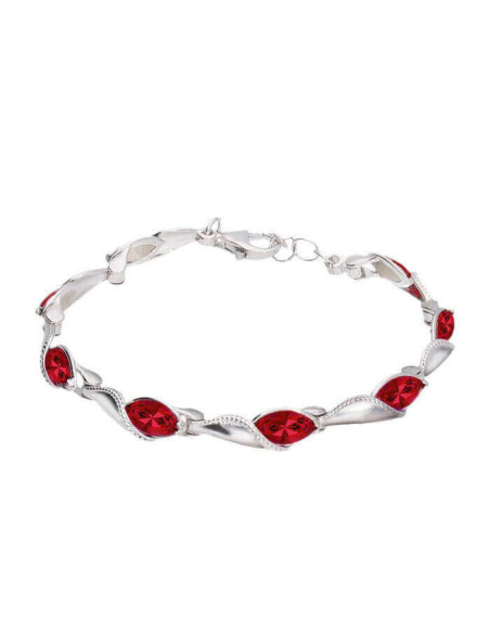Bransoletka z czerwonym kamieniem - swarovski i srebro L 1902