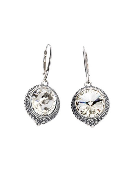 Kolczyki srebrne oksydowane Swarovski K 1682|Polcaratdesign.pl Biżuteria