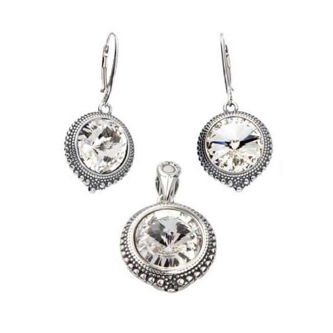 Swarovski K 1682 oxidized silver earrings