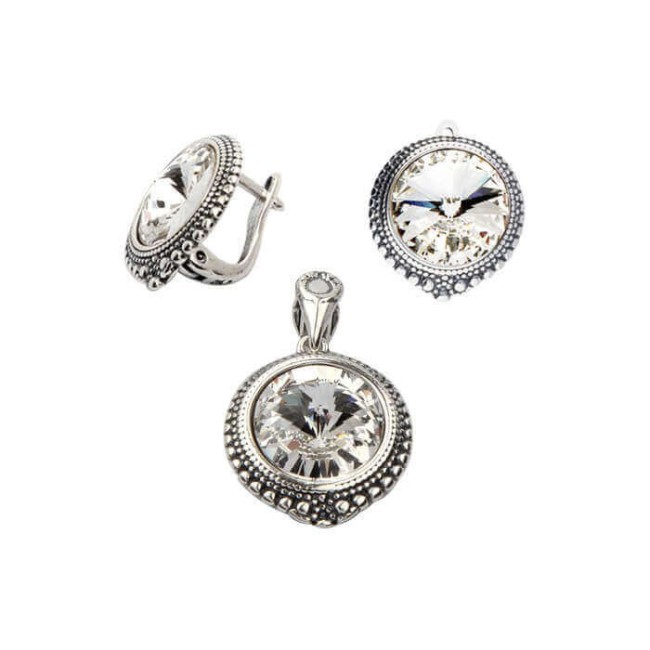 Srebrny oksydowany wisiorek Swarovski W 1682|Polcaratdesign.pl Biżuteria