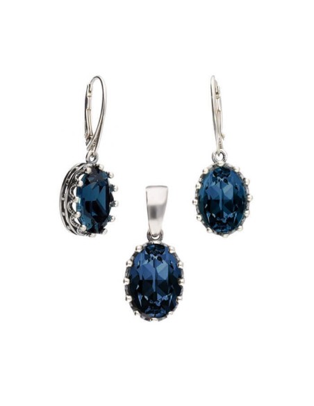 Silver oxidized earrings with K crystals 2005