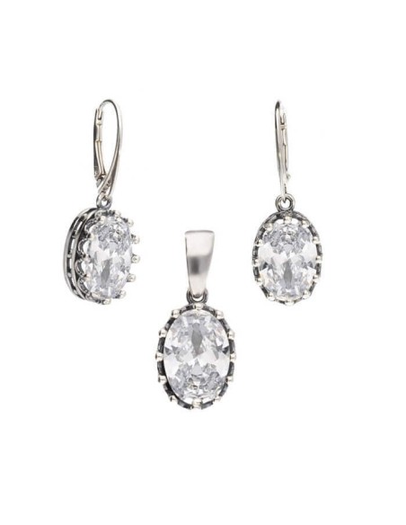 Oxidized silver earrings with zircon K 2005