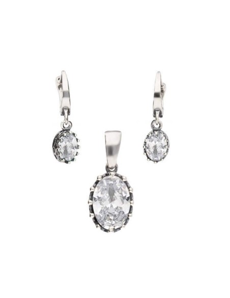 Silver oxidized earrings with cubic zirconia K2 2005