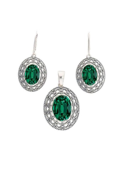 K 1777 oxidized silver earrings with crystals