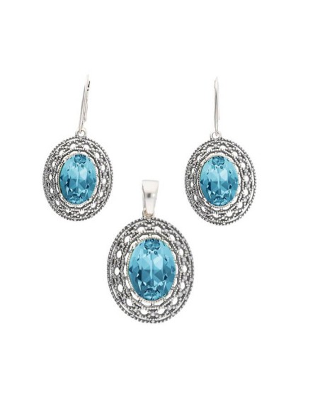 Silver oxidized pendant with crystal W 1777 Silver oxidized pendant with crystal W 1777