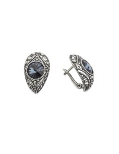 Swarovski Crystal K3 1828 oxidized silver earrings