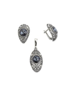 Swarovski Crystal K3 1828 oxidized silver earrings 2