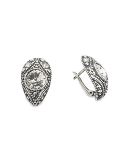 Swarovski Crystal K3 1828 oxidized silver earrings