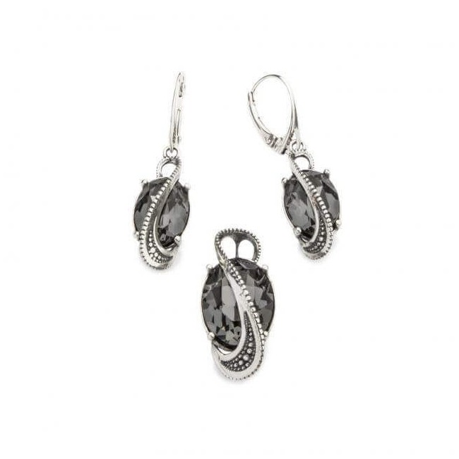 Swarovski Crystal K 1817 Oxidized Silver Earrings