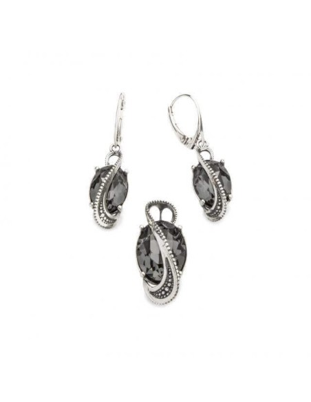 Swarovski Crystal K 1817 Oxidized Silver Earrings