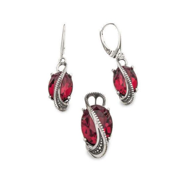 Silver oxidized pendant with Swarovski crystal W 1817