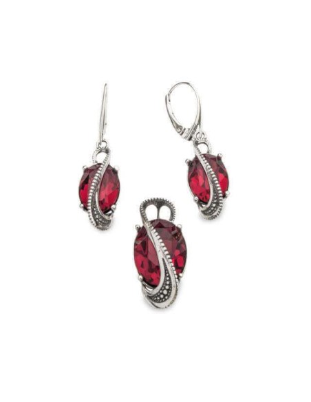 Srebrny oksydowany wisiorek z kryształem  Swarovski W 1817|Polcaratdesign.pl Biżuteria