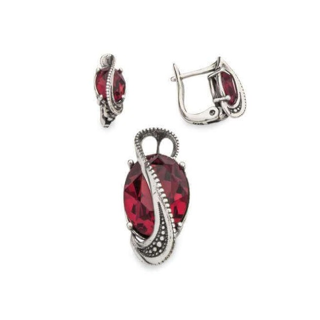 Silver oxidized pendant with Swarovski crystal W 1817