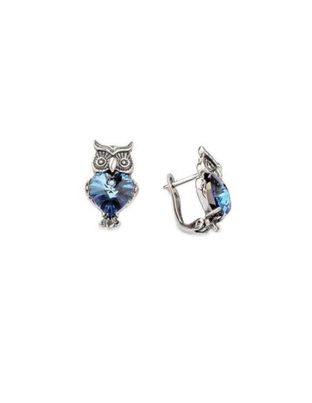 Silver earrings with crystals OWL K3 1702