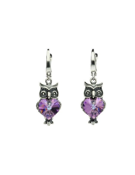 Silver earrings OWLS OWL Crystal k2 1702