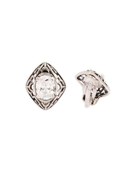 Silver clips with zircons 1579 White clips with zircons