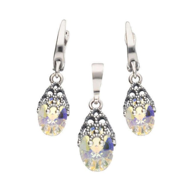 Srebrne kolczyki z kryształami K 1957|Polcaratdesign.pl Biżuteria