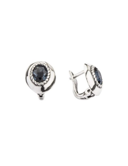 K3 1813 oxidized silver crystal earrings