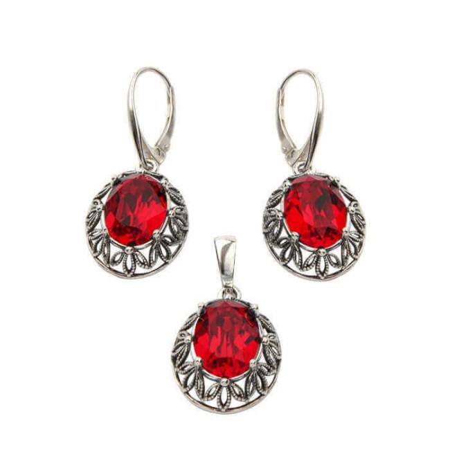 K 1672 oxidized silver earrings with crystals