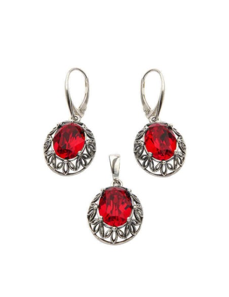 K 1672 oxidized silver earrings with crystals