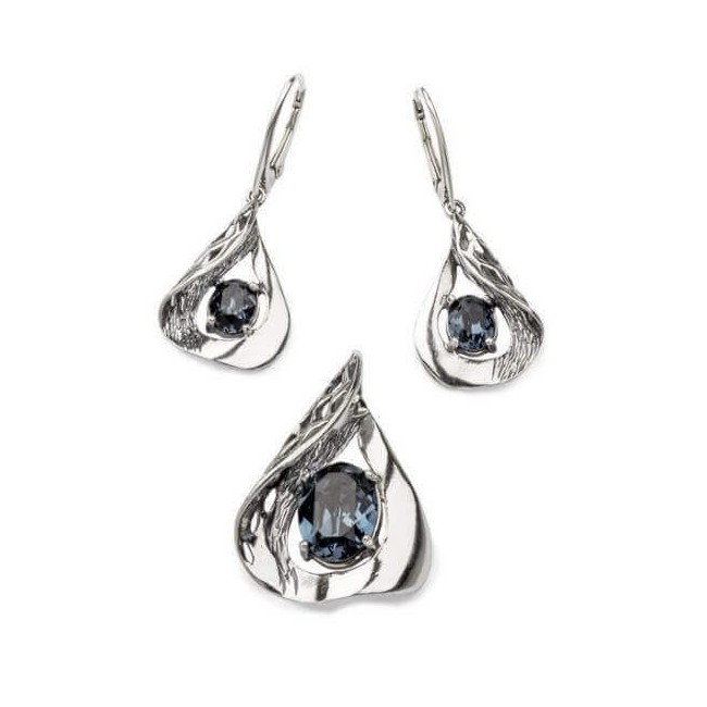 Wisiorek srebrny oksydowany Swarovski W 1772|Polcaratdesign.pl Biżuteria