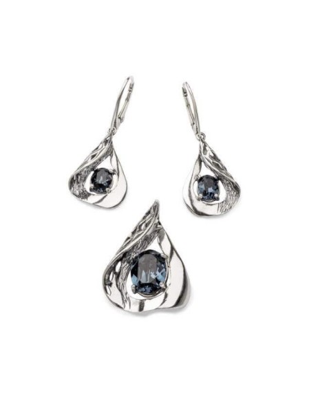 Wisiorek srebrny oksydowany Swarovski W 1772|Polcaratdesign.pl Biżuteria