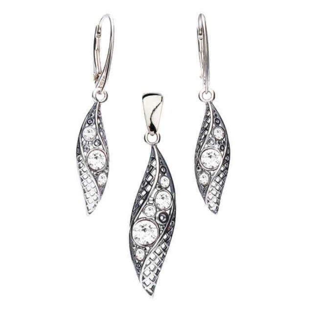 Silver oxidized pendant with Swarovski crystals W 1966