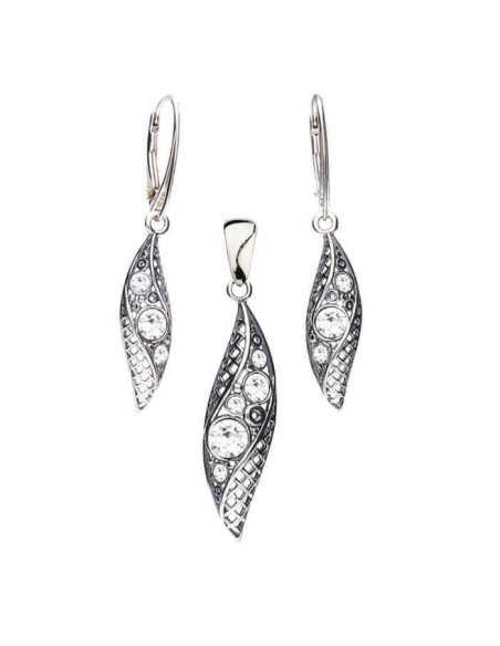 Silver oxidized pendant with Swarovski crystals W 1966