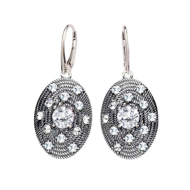 Srebrne oksydowane kolczyki z kryształami Swarovski K 1996|Polcaratdesign.pl Biżuteria