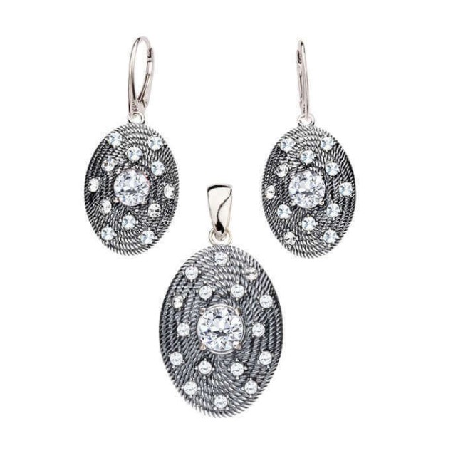 Srebrne oksydowane kolczyki z kryształami Swarovski K 1996|Polcaratdesign.pl Biżuteria