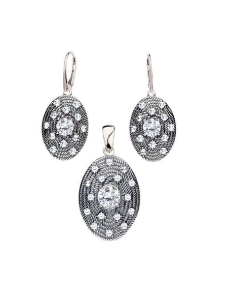 Srebrne oksydowane kolczyki z kryształami Swarovski K 1996|Polcaratdesign.pl Biżuteria