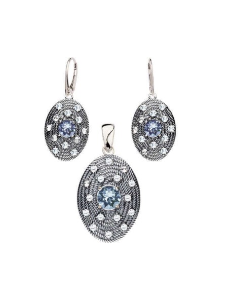 Srebrne oksydowane kolczyki z kryształami Swarovski K 1996|Polcaratdesign.pl Biżuteria