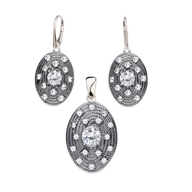 Srebrny oksydowany wisiorek z kryształem Swarovski W 1996|Polcaratdesign.pl Biżuteria