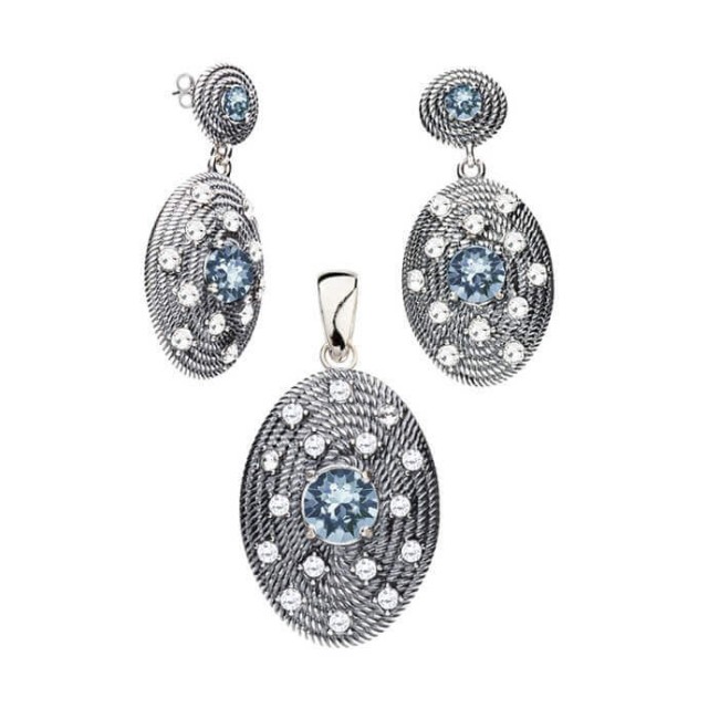 Srebrny oksydowany pierścionek z kryształem Swarovski PK 1996|Polcaratdesign.pl Biżuteria