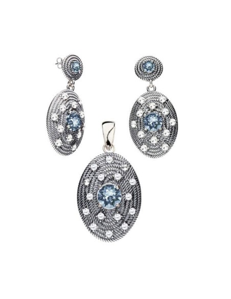 Srebrny oksydowany pierścionek z kryształem Swarovski PK 1996|Polcaratdesign.pl Biżuteria