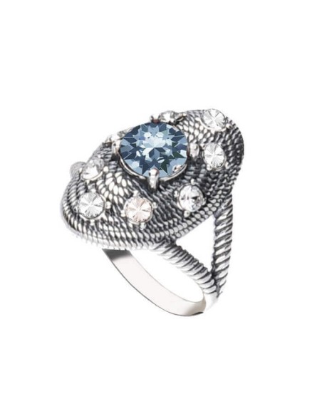 Srebrny oksydowany pierścionek z kryształem Swarovski PK 1996|Polcaratdesign.pl Biżuteria