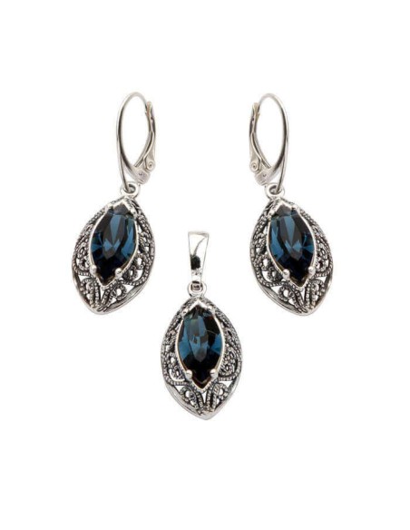 Komplet srebrny swarovski montana 991