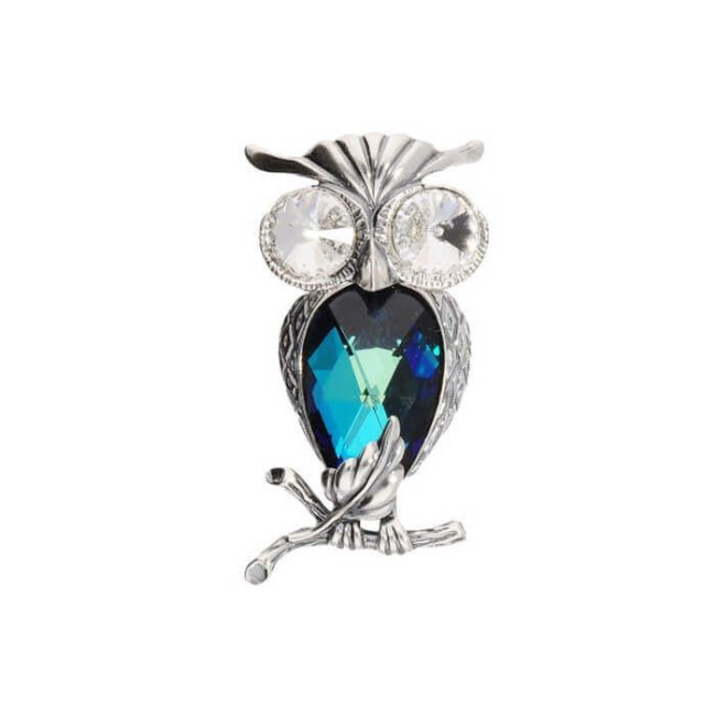 Srebrny wisiorek z kryształami Swarovskiego SOWA W 1175|Polcaratdesign.pl Biżuteria