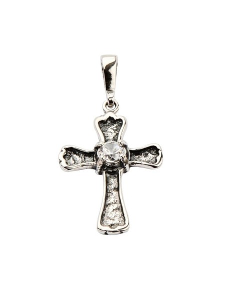 Silver cross pendant decorated with cubic zirconia W 1160 Polcarat Design